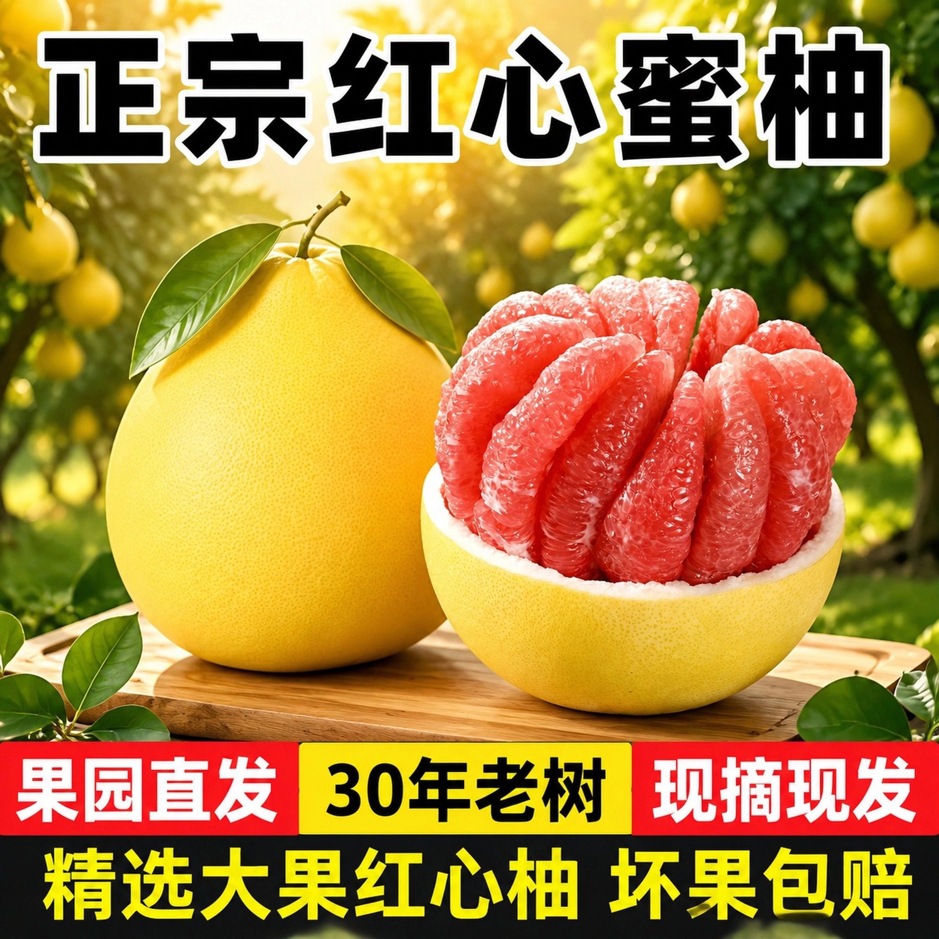 福建平和当季红心蜜柚 9斤新鲜薄皮厚肉柚子整箱